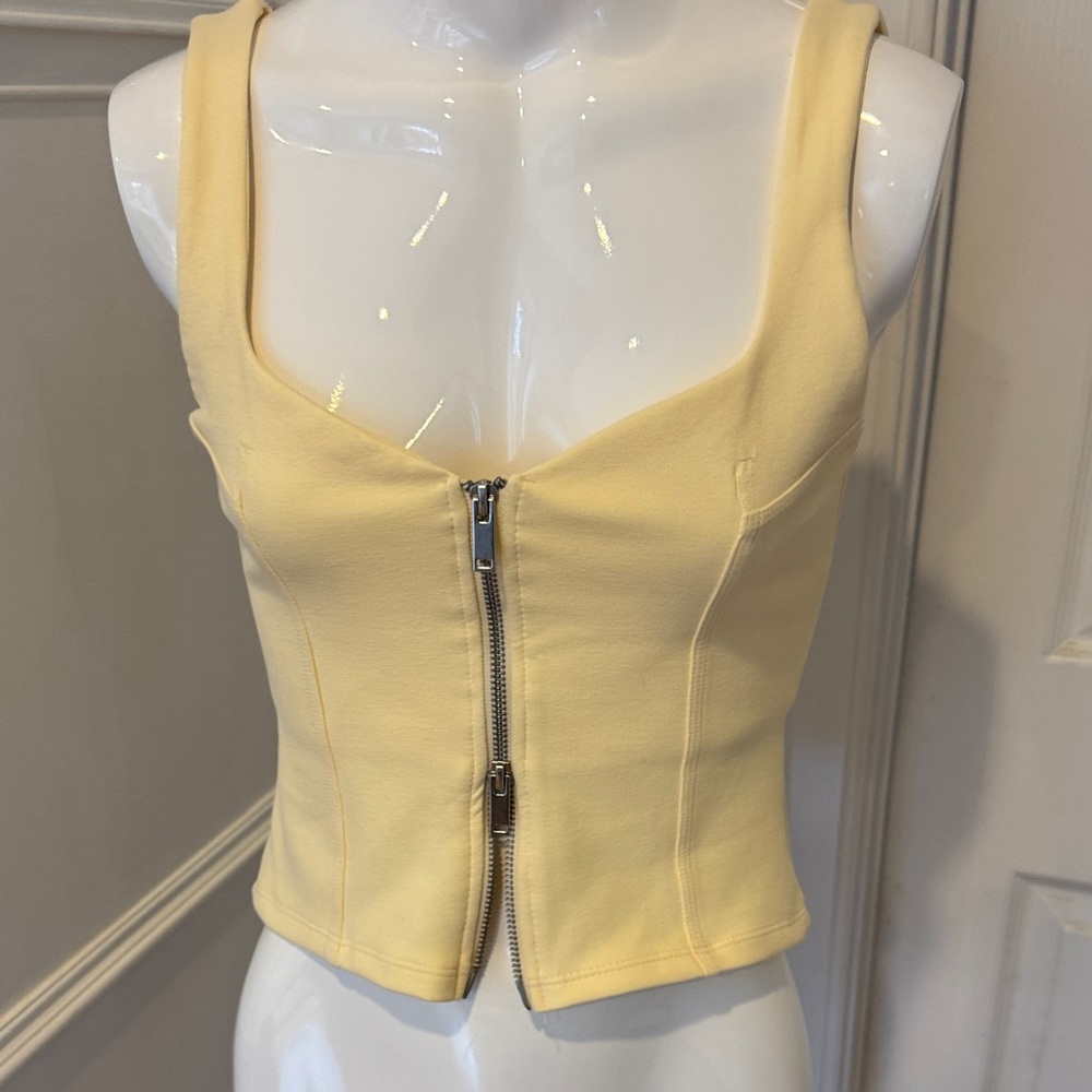 Zara Yellow Zip-Front Crop Top